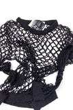 Ann-Sofie Back Loose Fit Fishnet Top in Black with Minimal Chic Glitter Effect