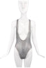 American Apparel Silver Metallic Leotard Swim Body Suit