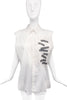 Xavier Delcour White Cut Off Sleeve Slogan Vest Shirt