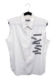 Xavier Delcour White Cut Off Sleeve Slogan Vest Shirt