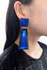 Armani Electric Blue Resin Lucite Square Earrings