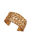 Vintage Gold Triple Wide Curb Chain Bracelet Cuff