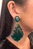 Oscar de la Renta Emerald Green Large Art Deco Teardrop Earring