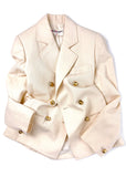Saint Laurent Creme Pea Coat Blazer with Sphere Gold Buttons - BOUTIQUE PURCHASE PRICE