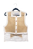 Jean-Charles de Castelbajac White Cotton Vest with Straw Weave Details and Star Cut-Out on Back