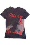 John Galliano Black and Red Paint "Lone Wolf" T-Shirt SS2001