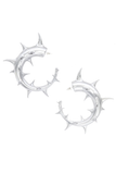 Jordan Luca Silver Metallic Chrome Mirror Thorn Hoop Earrings