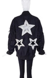 KTZ Black Bomber Unisex Jacket with Pop-Out 3d Star Shape Details