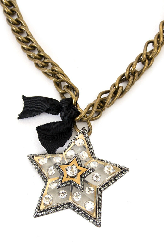 Lanvin Crystal and Lucite Star Necklace / Broach