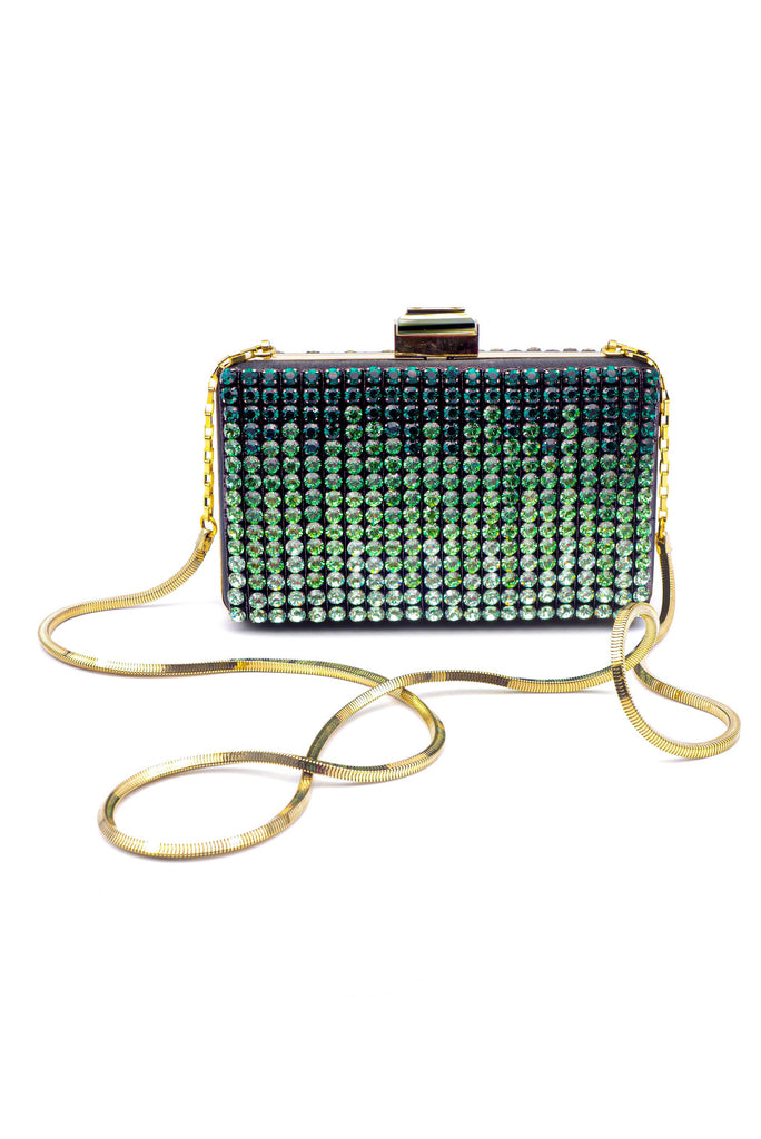 Lanvin Minaudière Clutch with Ombré Green Graduating Crystals