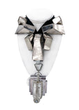 Lanvin Silver Crystal Art Deco Pendant Necklace Fall 2008