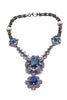 Lanvin Crystal and Sapphire Blue Costume Necklace with Geometric Crystal Pendent