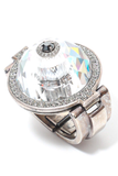 Lanvin Silver Oversized Crystal Dome Bracelet Runway Fall 2008