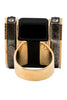 Lanvin Black Crystal Gold Art Deco Ring