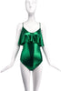By Malene Bircher Metallic Green Ruffle Body Suit