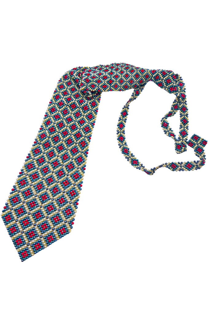 Maison Margiela Red Pearl Tie Necklace