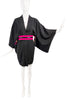 Vintage Black Silk Kimono Alexander McQueen Pink Satin Black Patent Leather Belt Spring 2008