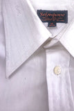 Yves Saint Laurent White YSL Embroidered Logo Button Up Shirt / Textured Black Men's Tie