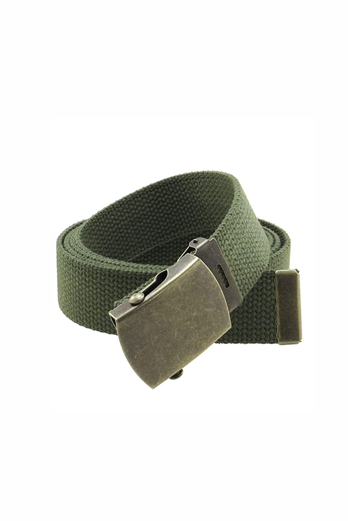 Vintage Military Green Canvas Buckle Belt