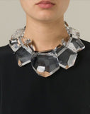 Monies Lucite  Crystal Geometric Statement Necklace