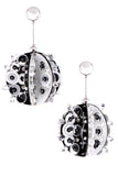 Prada Black & White Crystal Embellished Sputnik Ball 60's Earrings Spring 2016 Runway