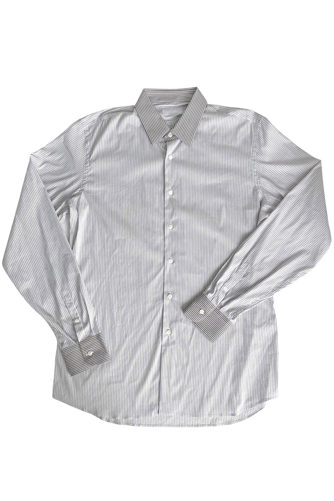 Prada Gray Two Toned Striped Shirt