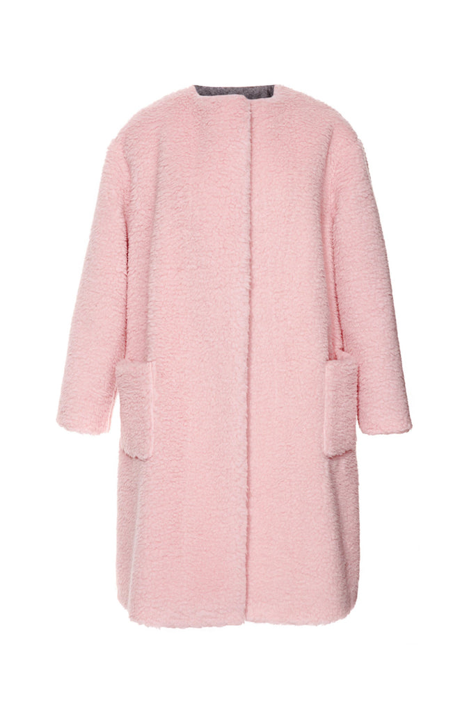 Rochas Pale Pink Teddy Bear Coat - BOUTIQUE PURCHASE PRICE