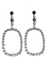 Saint Laurent Silver Diamond Hoop Earrings with Black Diamond Details