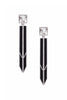 Saint Laurent Black Enamel Crystal Art Deco Extra Long Dangling Two Layered 4.5 Inch Earrings Resort 2022