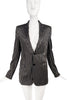 Saint Laurent Black Gold Satin Shiny Pinstriped Blazer Jacket*