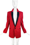 Saint Laurent Paris Red Glitter Structured Tuxedo Dress Jacket FW2014