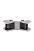 Saint Laurent Paris Black and Silver Geometric Art Deco Cuff Bracelet with Crystal Details
