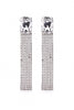 Saint Laurent Silver Crystal Fringe Extra Long Earrings Fall 2021