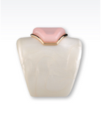 Armani Ivory White Pearlescent Pink Rectangular Gem Stone Cuff Bracelet