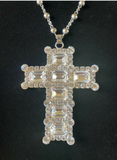Dolce & Gabbana Silver Crystal Encrusted Cross Rosary Necklace