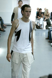 Helmut Lang Grey Black Abstract Graphic Print Tank Top Spring Men's 2003 Runway