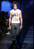 John Galliano Black and Red Paint "Lone Wolf" T-Shirt SS2001