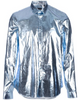 Burberry Silver Ice Blue Metallic Reflective Long Sleeve Shirt Spring 2013 Runway
