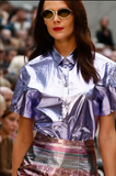 Burberry Purple Lilac Metallic Reflective Short Sleeve Shirt Spring 2013 Runway