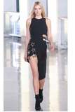 Anthony Vaccarello Black Asymmetrical Mini Skirt with Silver Star Hardware FW2015