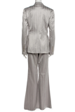 Versace Gray Pin Stripe Satin Flair Pants David Bowie Suit