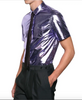 Burberry Purple Lilac Metallic Reflective Short Sleeve Shirt Spring 2013 Runway