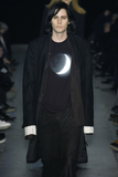 Ann Demeulemeester Black Chiffon Long Sleeve Latex Moon Top Fall 2003 Runway