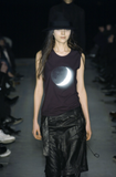 Ann Demeulemeester Black Chiffon Long Sleeve Latex Moon Top Fall 2003 Runway