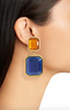 Saint Laurent Gold Blue Sapphire and Amber Orange Lucite Earrings Runway Spring 2022