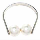 Chanel Silver Oversized Double Pearl Necklace Choker Runway Spring 2014