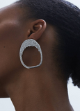 Xenia Bous Silver Crystal Round Cut Out Earrings