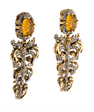 Roberto Cavalli Gold Amber Tiger Eye Grape Earrings