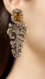 Roberto Cavalli Gold Amber Tiger Eye Grape Earrings