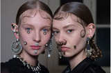 Givenchy Pearl Drop Black Bead Half Moon Disc Earrings Runway Fall 2015